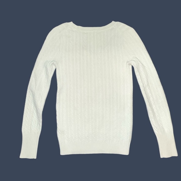 Old Navy White Crew Neck Sweater with Cable-Knit Design - Picture 2 of 5